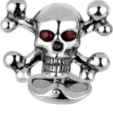 Sterling Silver Skull and Cross Bones with Ruby Eyes