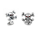 Sterling Silver Skull and Cross Bones with Ruby Eyes