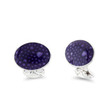 Sterling Silver Large Purple Enamel Bubble Cufflinks