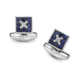 18ct White Gold Sapphire And Diamond Small Square Cufflinks