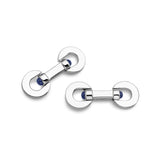 Sterling Silver Paddle Cufflinks with Sapphires