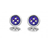 Sterling Silver Navy Blue Button Cufflinks