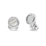 Sterling Silver Round Framed Mother Of Pearl Cufflinks