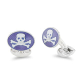 Sterling Silver Purple Skull And Cross Bones Enamel Cufflinks