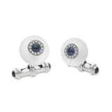 18ct White Gold Cufflinks Rock Crystal, Diamond And Sapphire Cufflinks