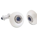 18ct White Gold Cufflinks Rock Crystal, Diamond And Sapphire Cufflinks