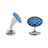 Sterling Silver Light And Dark Blue Pattern Cufflinks