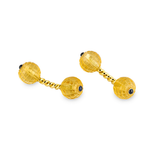 18ct Yellow Gold Twisted Bar Cufflinks With Citrine And Sapphire Beads