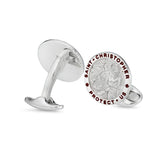 Sterling Silver & Red Enamel St. Christopher Cufflinks