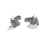 18ct White Gold Zebra Head Cufflinks With Sapphire Eyes