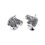 Sterling Silver Zebra Cufflinks With Sapphire Eyes