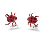 Sterling Silver Red And Black Tok Tokkie Beetle Cufflinks