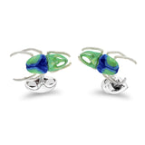 Sterling Silver Blue And Turquoise Horn Beetle Cufflinks