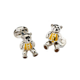 Sterling Silver Moveable Yellow Teddy Bear Cufflinks