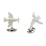 Sterling Silver Bird and Worm Cufflinks