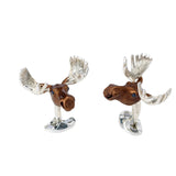 Sterling Silver Brown Moose Head Cufflinks