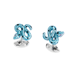 Sterling Silver Blue and Black Enamel Snake Cufflinks