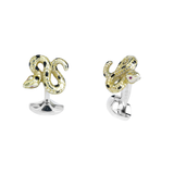 Sterling Silver Yellow and Black Enamel Snake Cufflinks