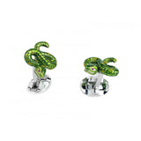 Sterling Silver Green Snake Cufflinks