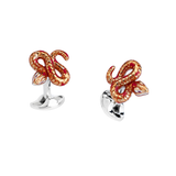 Sterling Silver Orange Enamel Snake Cufflinks