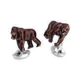 Sterling Silver Gorilla Brown Enamel Cufflinks