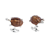 Sterling Silver Brown Enamel Tortoise Cufflinks