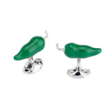 Sterling Silver Green Chilli Cufflinks