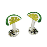 Sterling Silver Enamel Lime Wedge Cufflinks