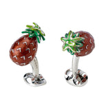 Sterling Silver Enamel Pineapple Cufflinks