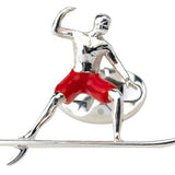 Sterling Silver Surfer Cufflinks With Red Enamel Shorts