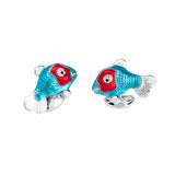 Sterling Silver Blue and Red Tropical Fish Cufflinks