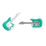 Sterling Silver Mint Green Enamel Guitar Cufflinks