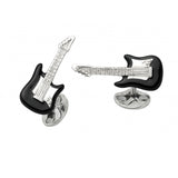 Sterling Silver Black Guitar Cufflinks