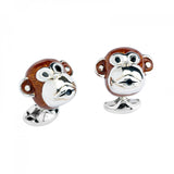 Sterling Silver Brown Monkey Head Cufflinks