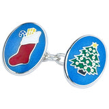 Sterling Silver Christmas Enamelled Cufflinks