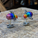 Limited Edition Sterling Silver Rainbow Bumble Bee Cufflinks