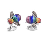 Limited Edition Sterling Silver Rainbow Bumble Bee Cufflinks