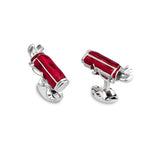 Sterling Silver Red Enamel Golf Bag Cufflinks