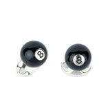 Sterling Silver Pool 8 Ball Cufflinks