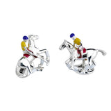 Sterling Silver Polo Rider & Pony Enamel Cufflinks