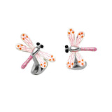 Sterling Silver Pink Dragonfly Cufflinks