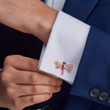 Sterling Silver Pink Dragonfly Cufflinks