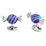 Sterling Silver Purple And Blue Stripe Sweet Cufflinks