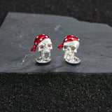 Sterling Silver Pirate Skull Cufflinks with Ruby Eyes