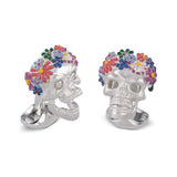 Sterling Silver Flower Headband Skull Cufflinks