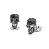 Sterling Silver Black Spinel Skull Cufflinks