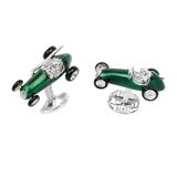 Sterling Silver Racing Car Cufflinks - Green Cufflinks