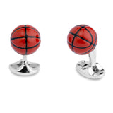 Sterling Silver Enamel Basketball Cufflinks