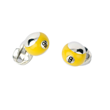 Sterling Silver Yellow Pool Ball Cufflinks