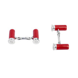 Sterling Silver Red Enamel Shotgun Cartridge Cufflinks